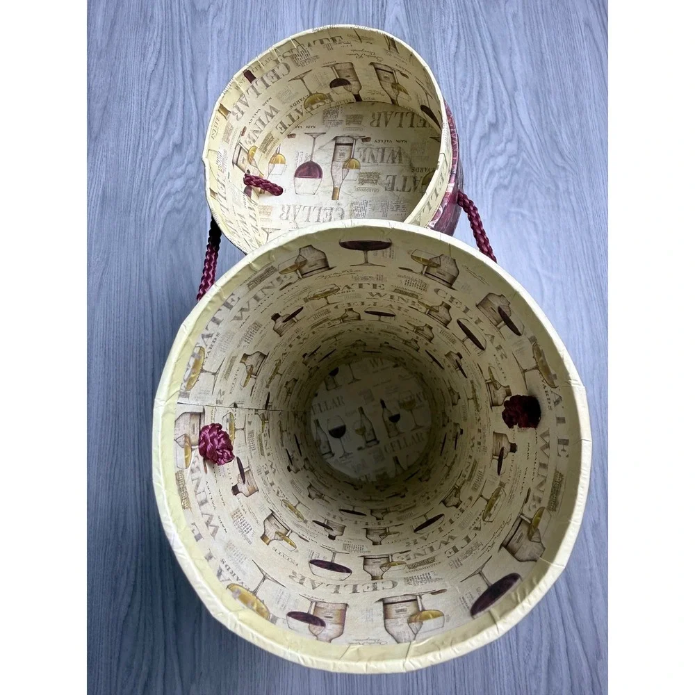 Vintage Napa Valley Wine Cellar Decorative Gift Box Canister with Rope Handle